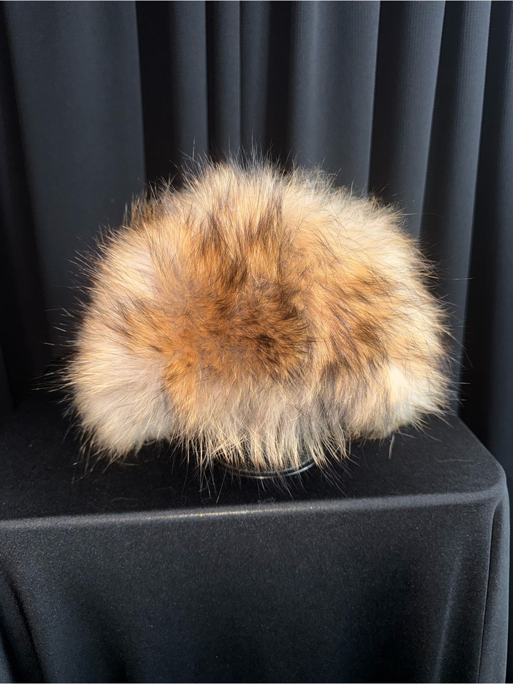 Plush Brown Fox Fur Pom Hat - Women Accessories